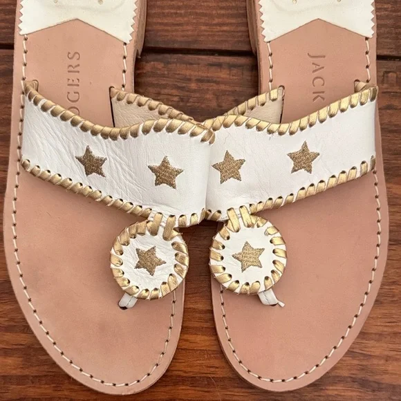 Jack Rogers White and Gold Star Embellished Sandals - Picture 5 of 5